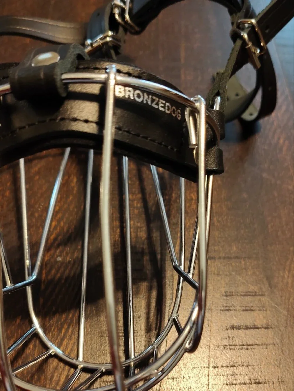 Bronze Dog Black Leather & Stainless Steel Muzzle